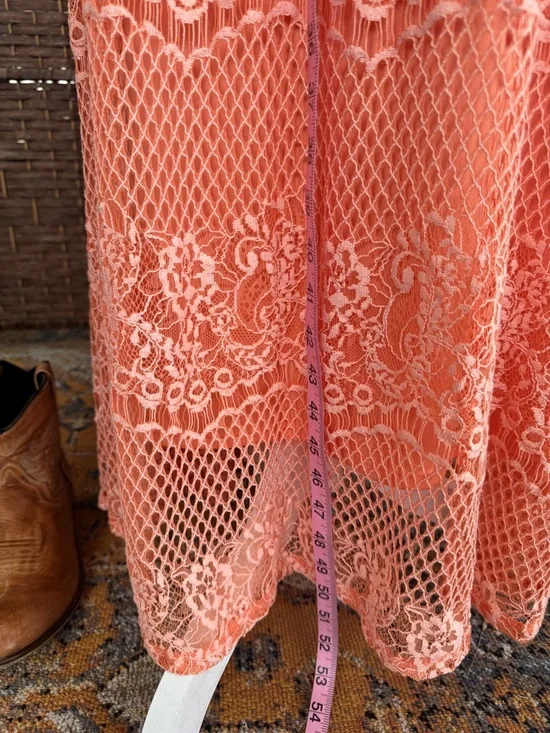 Reba Coral Lace Halter Maxi Dress - Picture 9 of 10